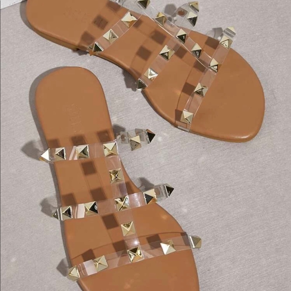 BRAND NEW CLEAR STUDDED SANDALS